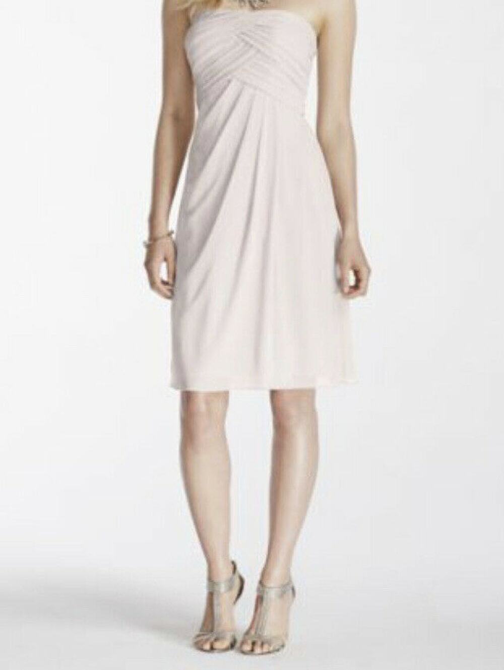 Sweetheart Neck Strapless Dress Davids Bridal Pink Pleated Size 6 Women's New